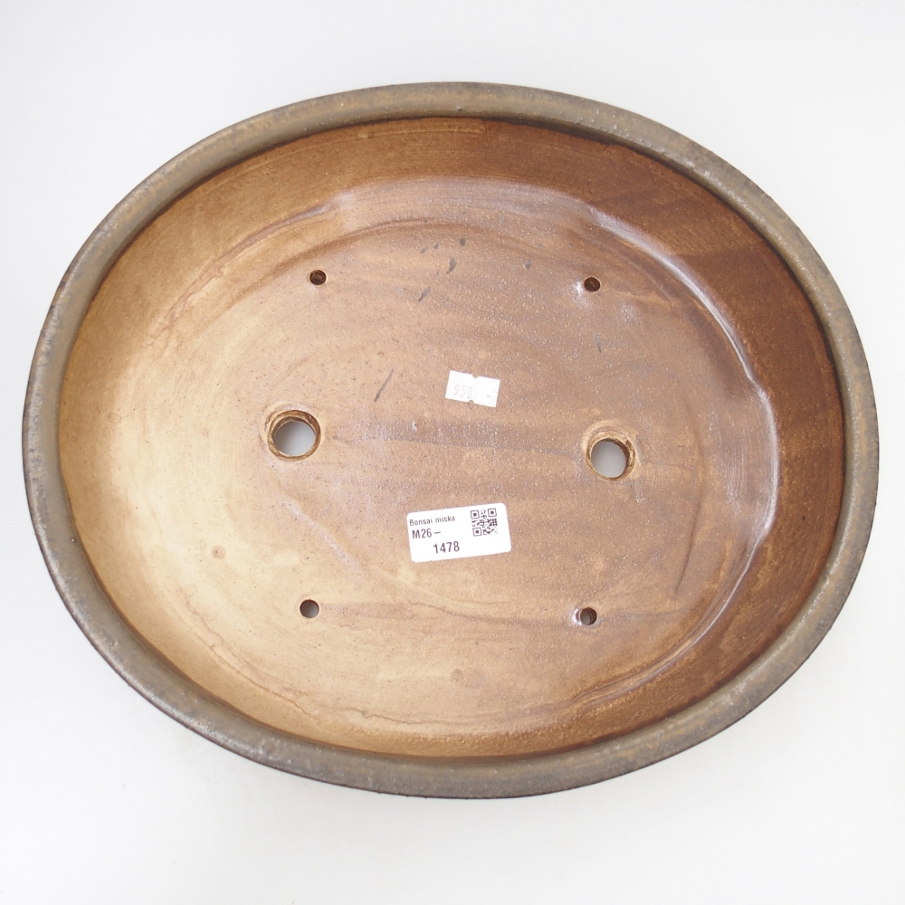 Ceramic bonsai bowl 31,5 x 27,5 x 6 cm, brown