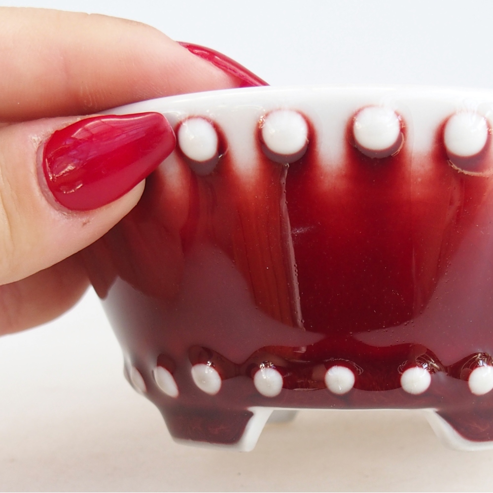 Ceramic bonsai bowl 10,5 x 10,5 x 5 cm, colour red
