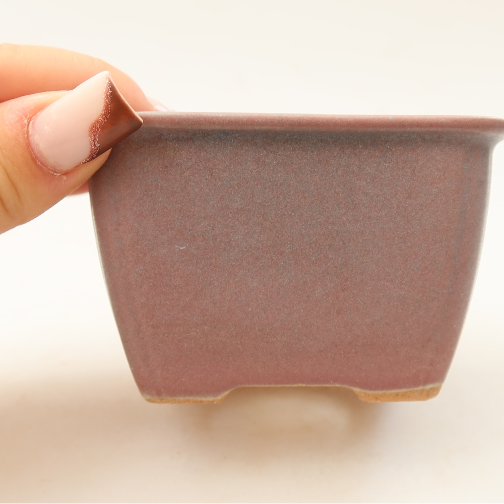 Ceramic bonsai pot, 8.5 x 8.5 x 5.5 cm, purple