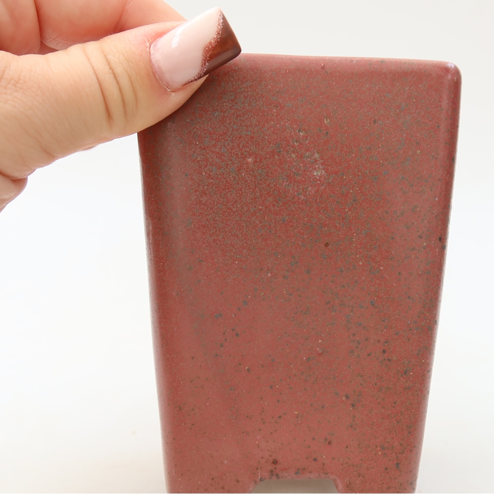 Ceramic bonsai pot, 7.5 x 7.5 x 10.5 cm, pink