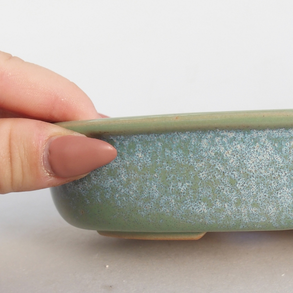 Ceramic bonsai bowl 15 x 10,5 x 3,5 cm, green