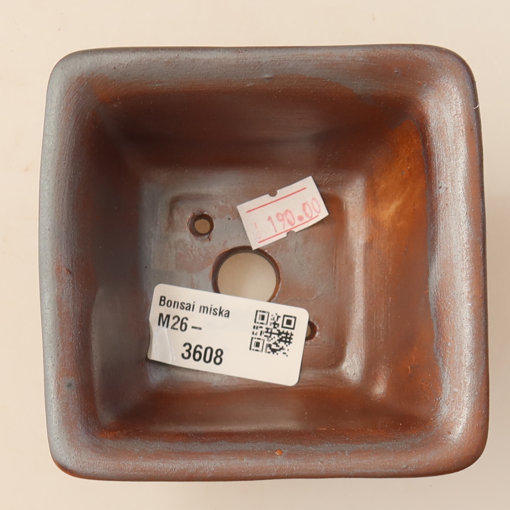 Ceramic bonsai pot, 9.5 x 9.5 x 5.5 cm, metallic color