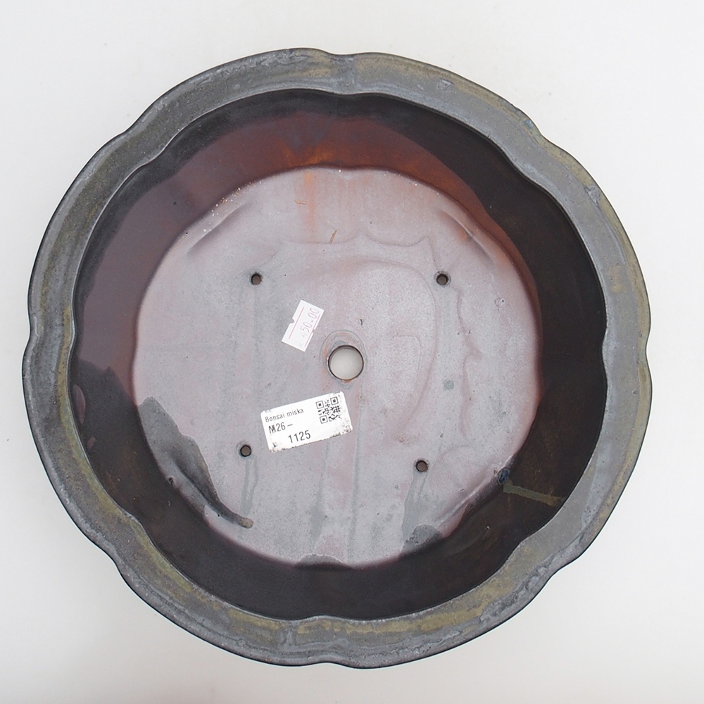 Ceramic bonsai bowl 26 x 26 x 8 cm, grey-green