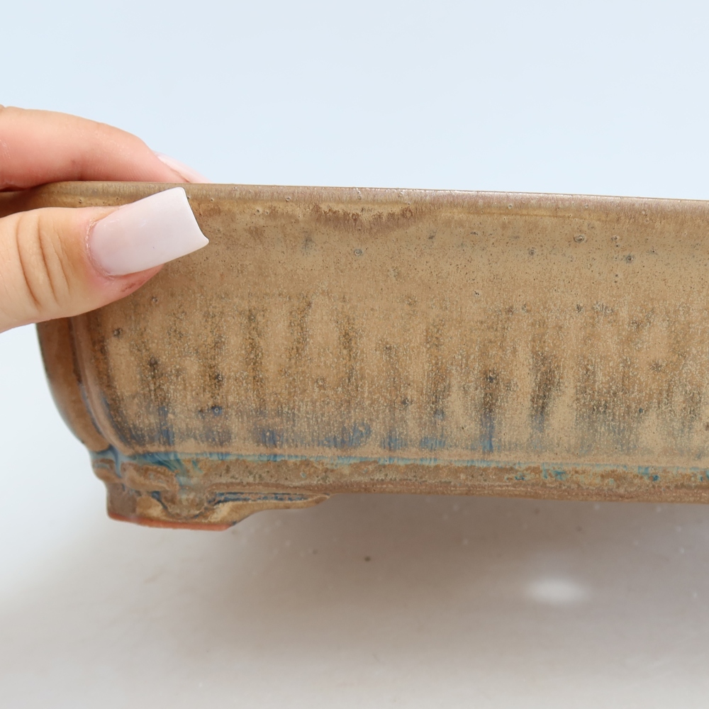 Ceramic bonsai pot, 27.5 x 21.5 x 7 cm, beige