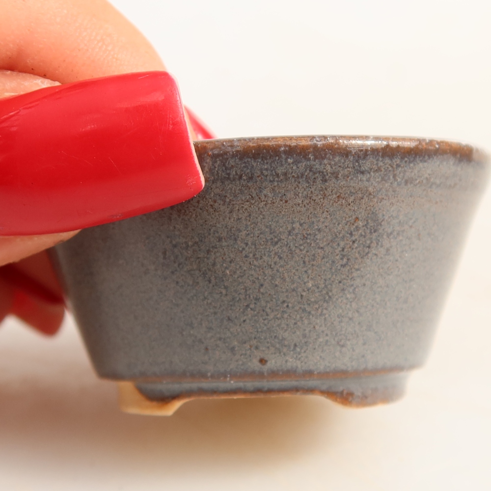 Ceramic bonsai pot, 4.5 x 4.5 x 2.5 cm, gray