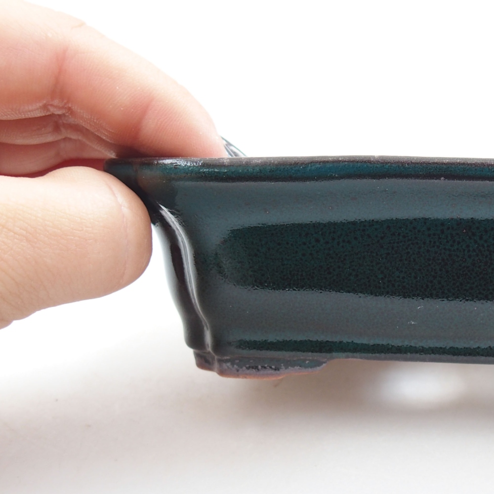 Ceramic bonsai bowl 13 x 10,5 x 4 cm, color green
