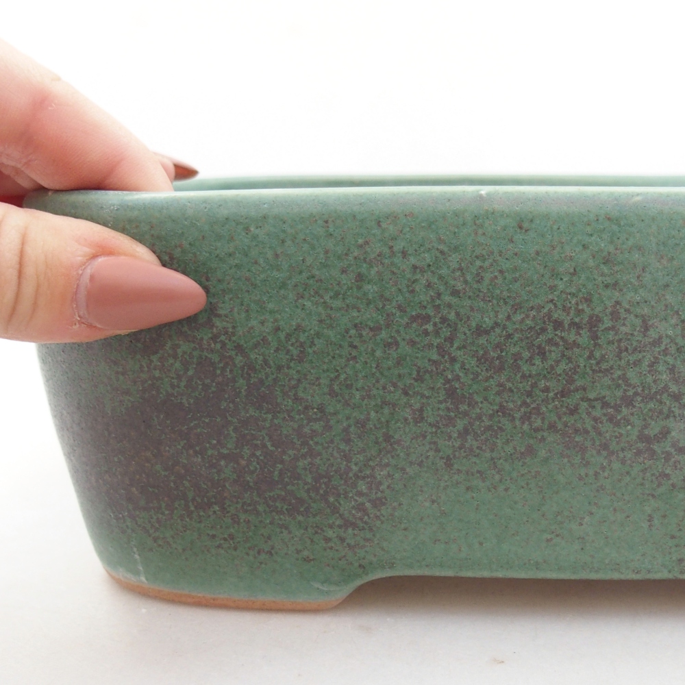 Ceramic bonsai bowl 23 x 18 x 7,5 cm, green
