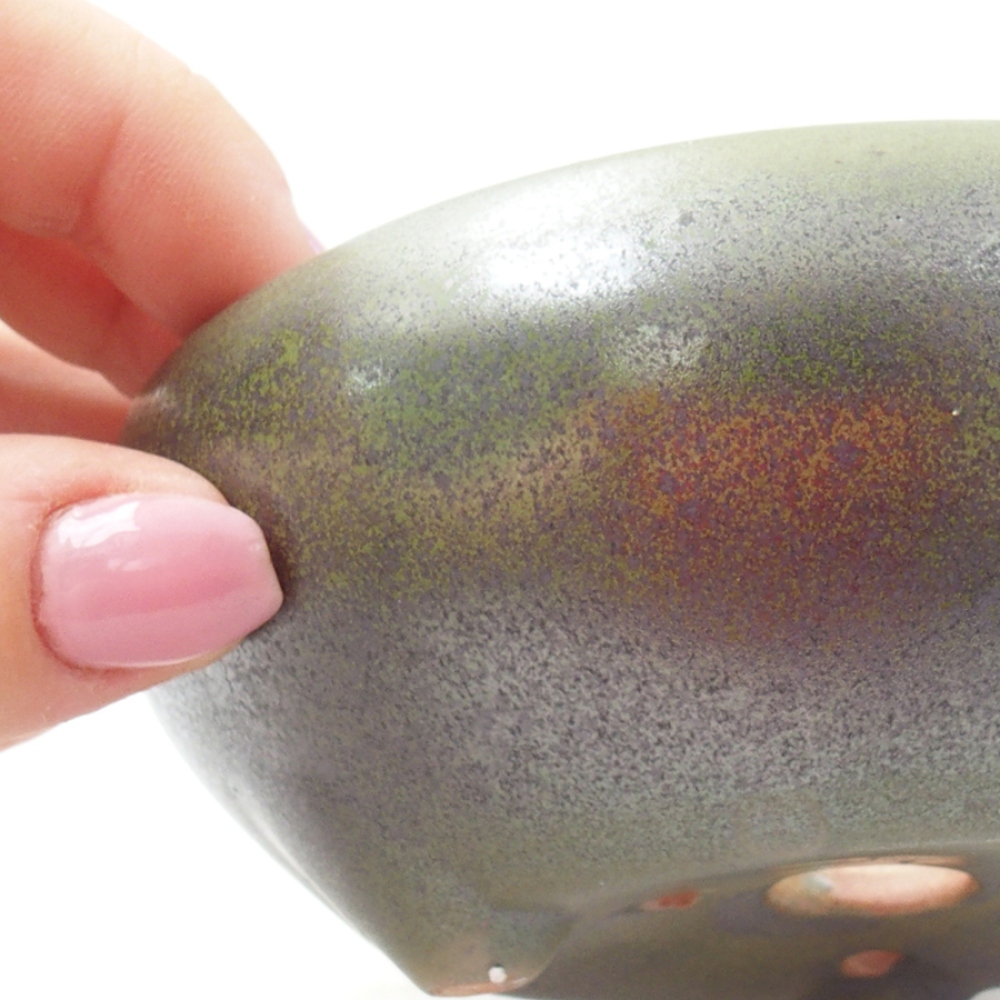 Ceramic bonsai bowl 11 x 11 x 5 cm, color green