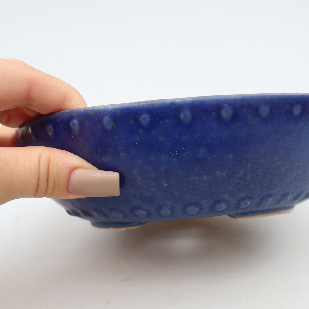 Ceramic bonsai pot, 17 x 17 x 5 cm, blue