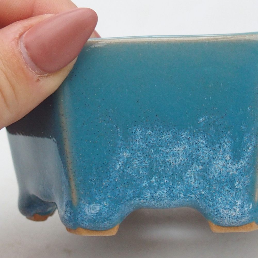 Ceramic bonsai bowl 10,5 x 9,5 x 5 cm, colour blue
