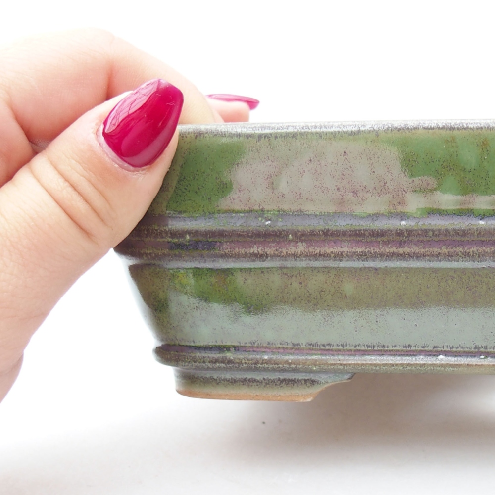 Ceramic bonsai bowl 16,5 x 12 x 5 cm, color green