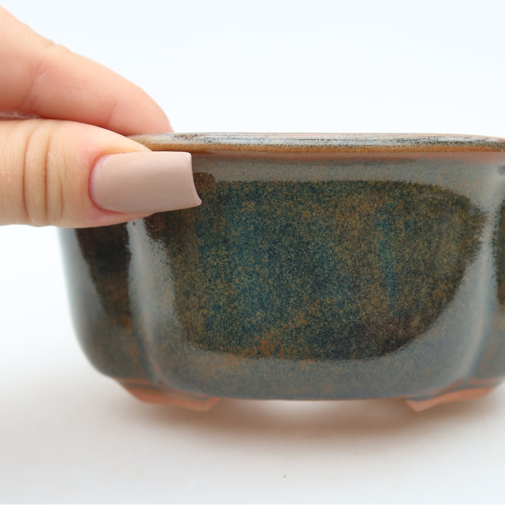Ceramic bonsai pot, 13.5 x 11 x 6 cm, brown