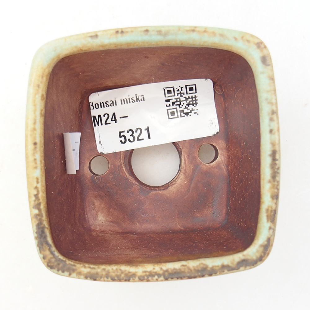 Ceramic bonsai bowl 6 x 6 x 4,5 cm, green color