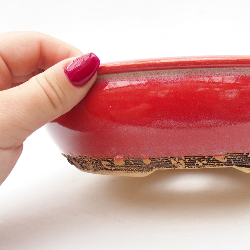 Ceramic bonsai bowl 19 x 19 x 5,5 cm, color red