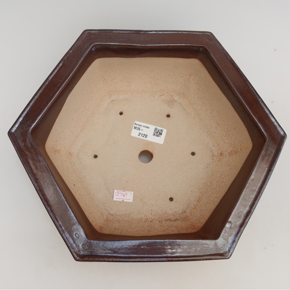 Ceramic bonsai pot, 28 x 24.5 x 9 cm, burgundy