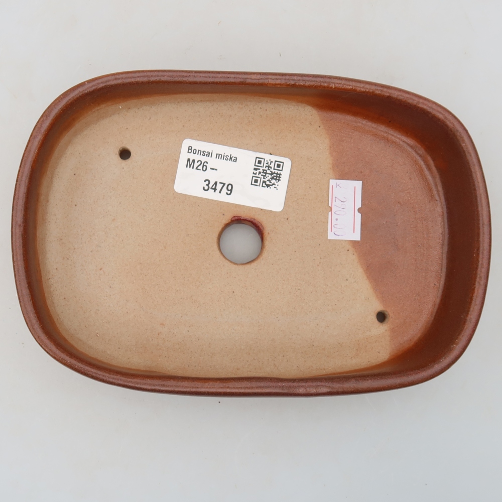 Ceramic bonsai pot, 16 x 11 x 3.5 cm, burgundy