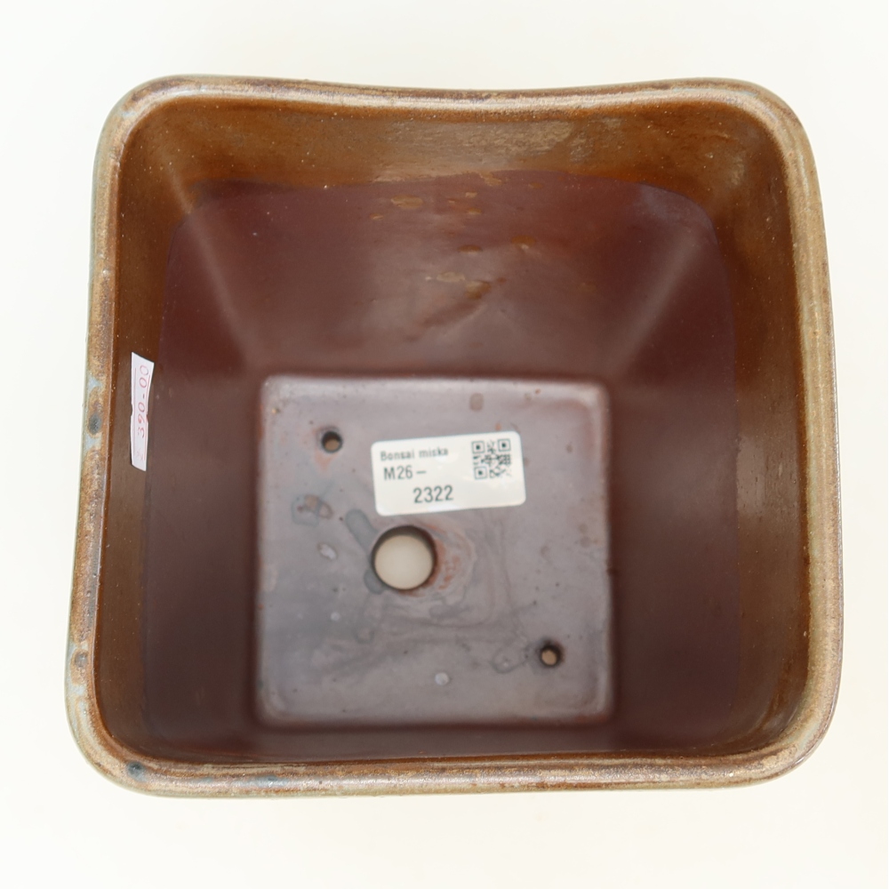 Ceramic bonsai bowl 14 x 14 x 15 cm, brown
