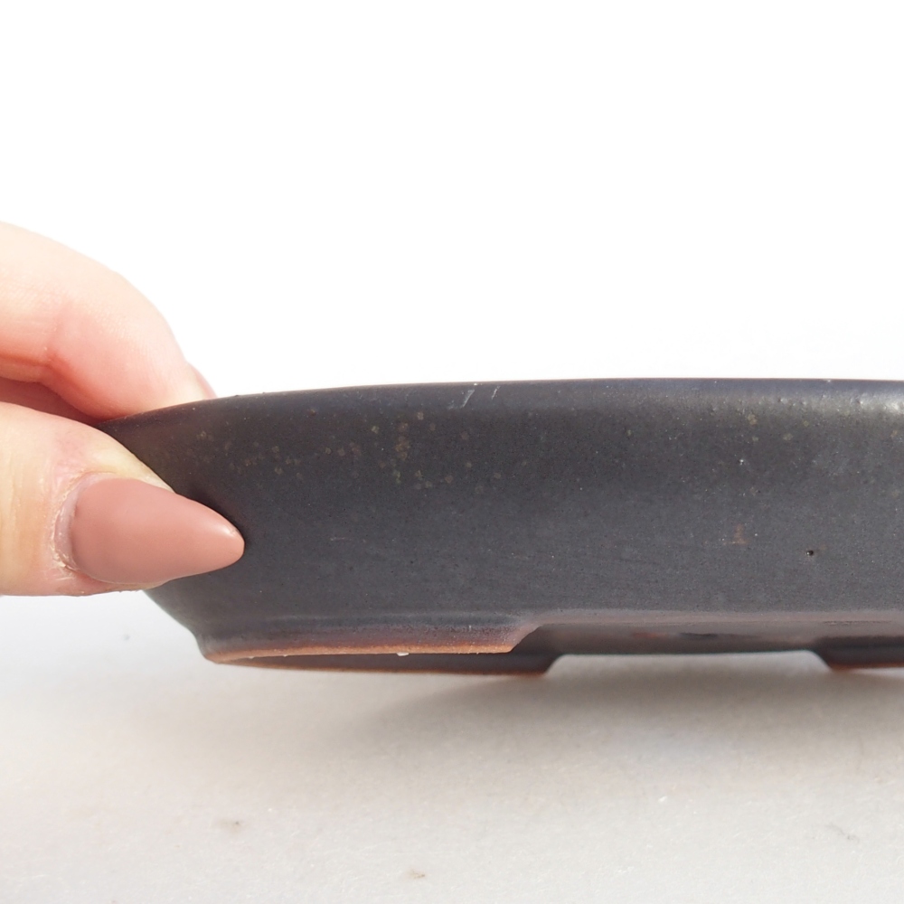 Ceramic bonsai bowl 15,5 x 11 x 2,5 cm, grey