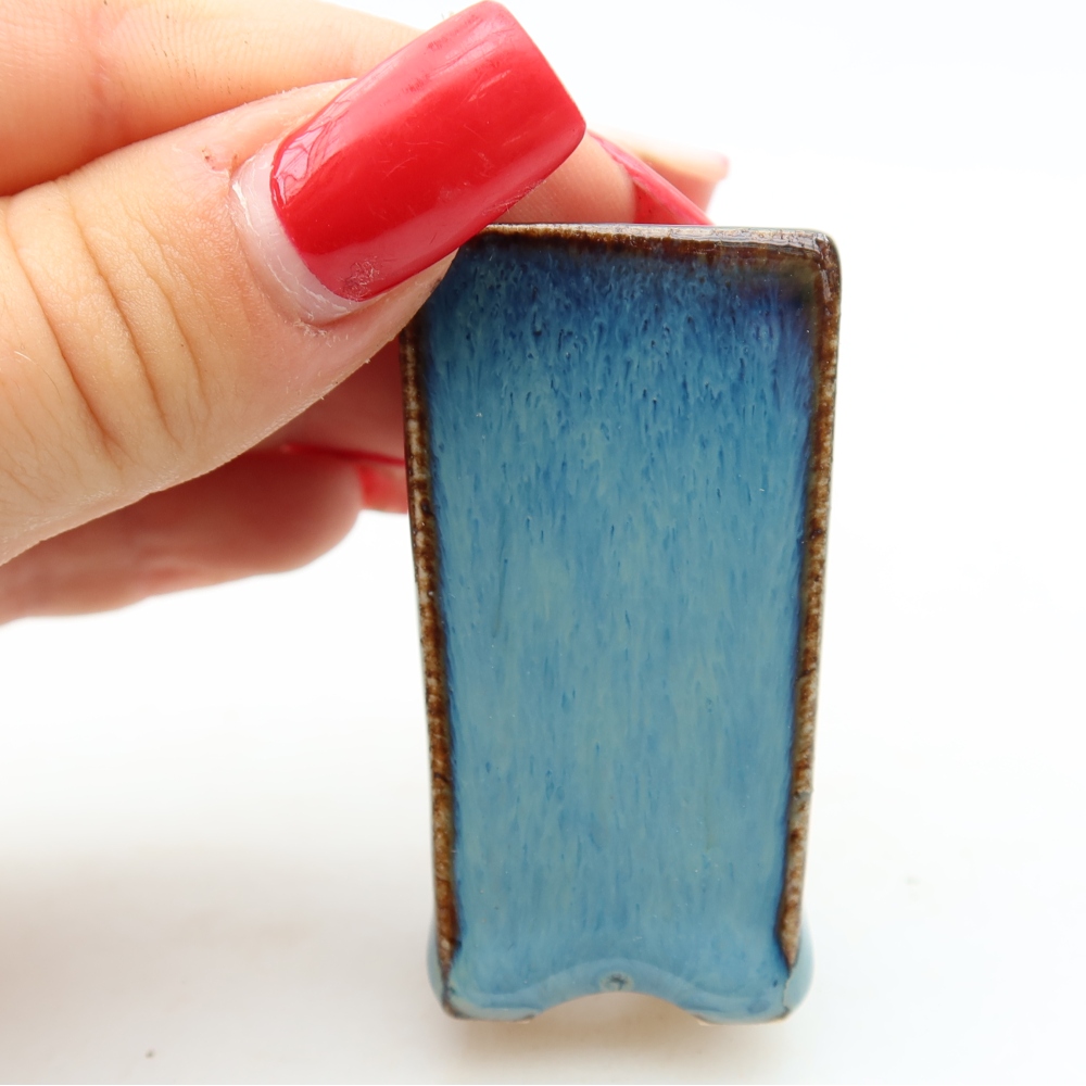Ceramic bonsai pot, 3 x 3 x 5.5 cm, blue