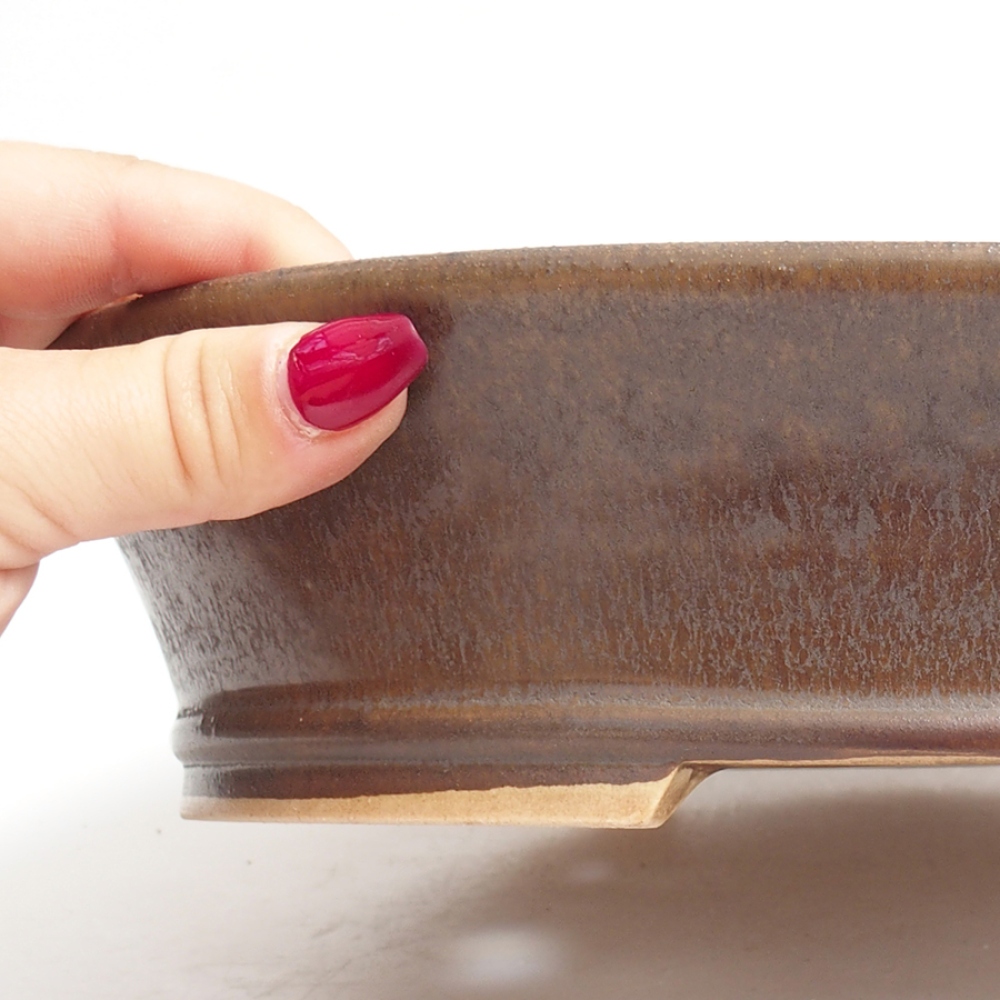 Ceramic bonsai bowl  27,5 x 24,5 x 6  cm, color  brown