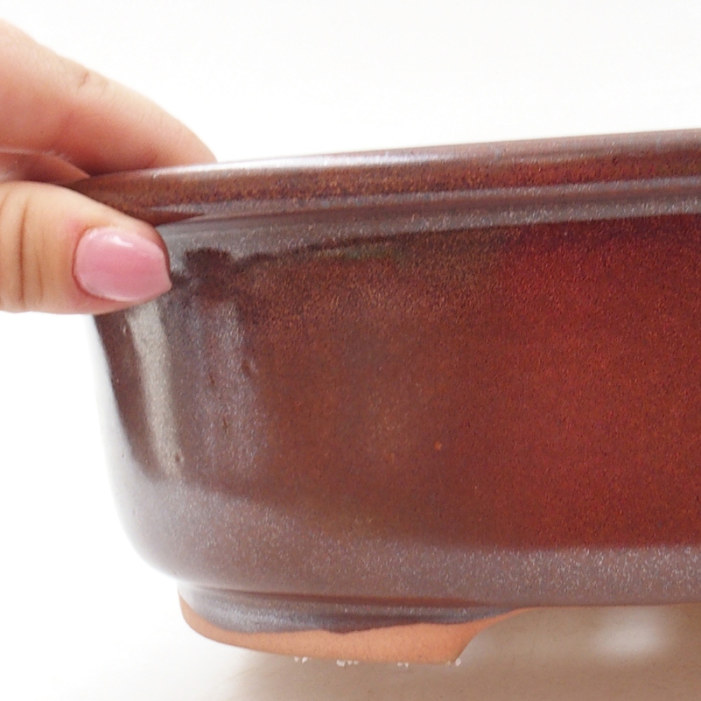 Ceramic bonsai bowl 25,5 x 22 x 8 cm, color brown