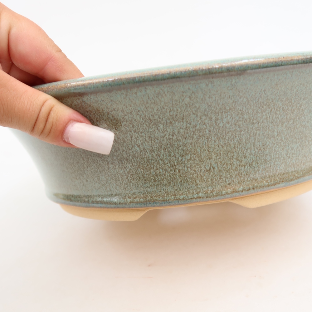 Ceramic bonsai pot, 27 x 27 x 7.5 cm, green