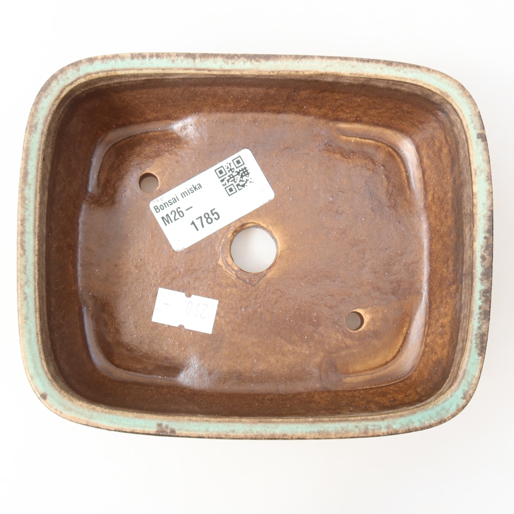 Ceramic bonsai pot, 14.5 x 11.5 x 4.5 cm, green