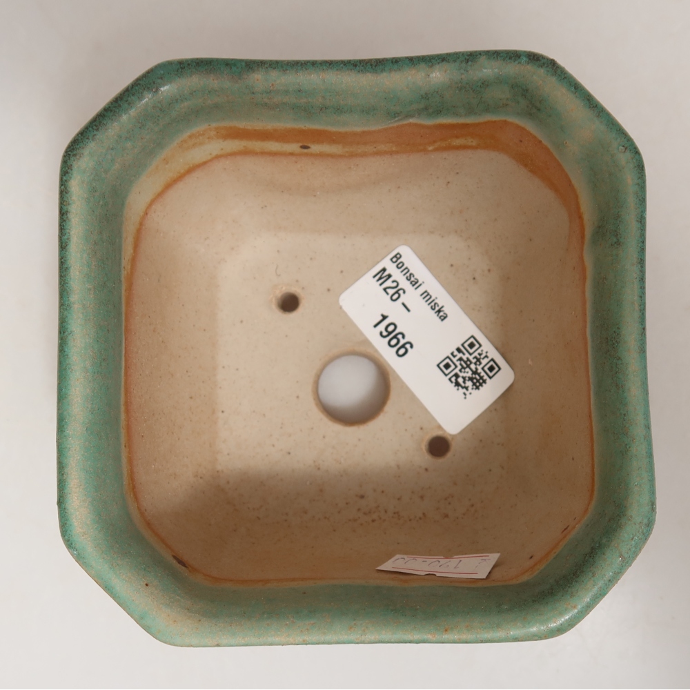 Ceramic bonsai pot, 10 x 10 x 6.5 cm, green