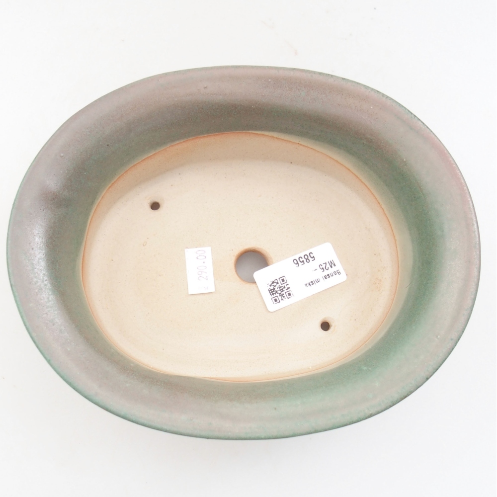 Ceramic bonsai bowl 19,5 x 16 x 6,5 cm, color green
