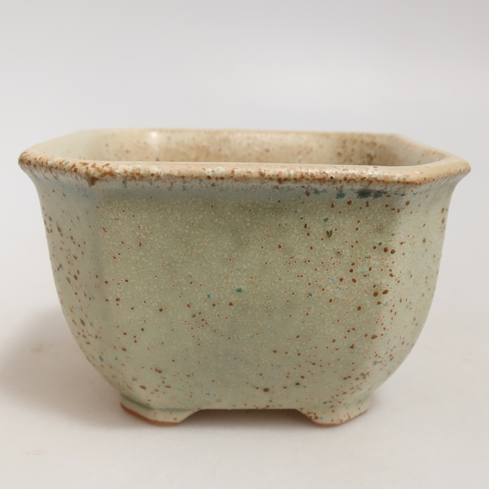 Ceramic bonsai pot, 10 x 10 x 6.5 cm, green
