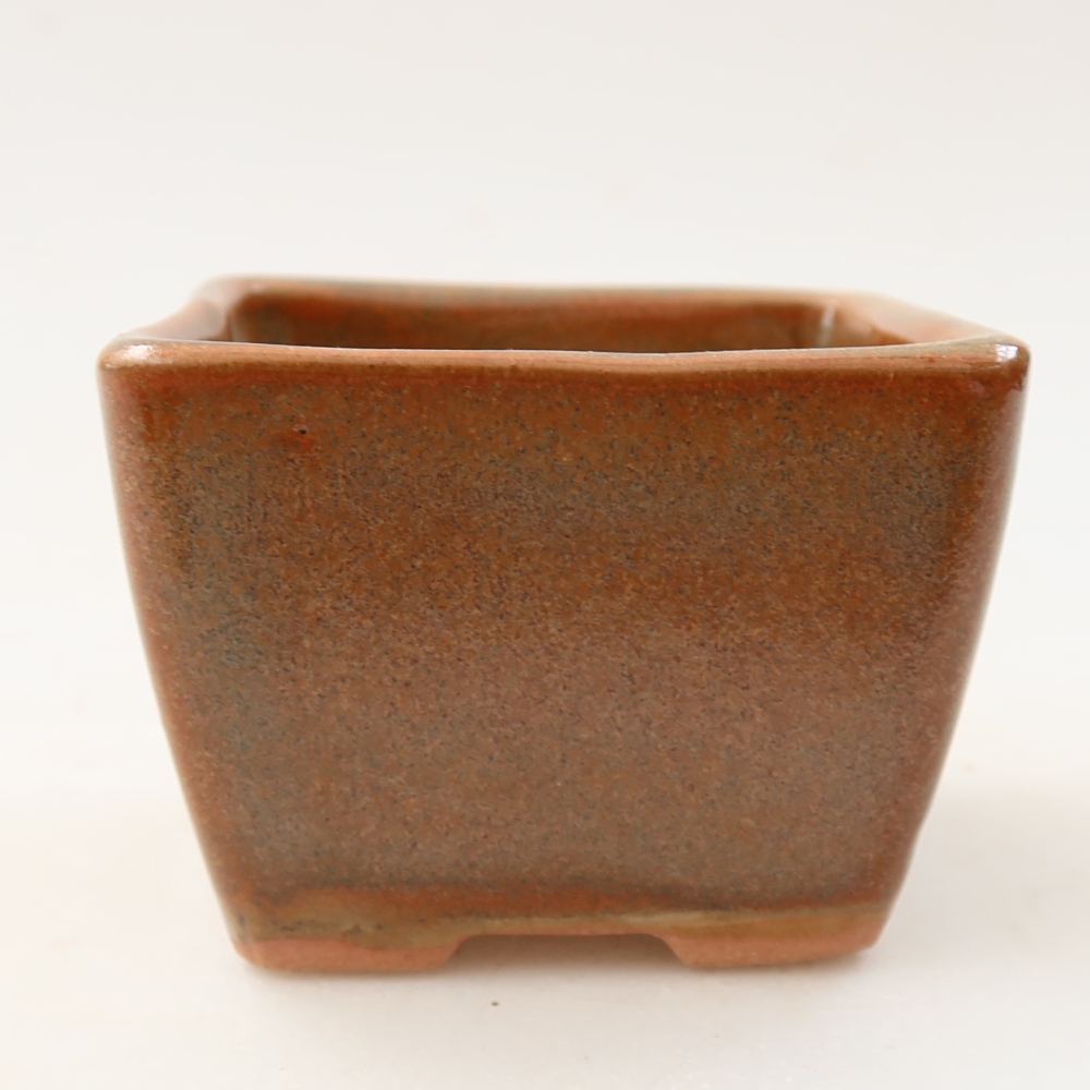 Ceramic bonsai pot, 6.5 x 6.5 x 5 cm, brown