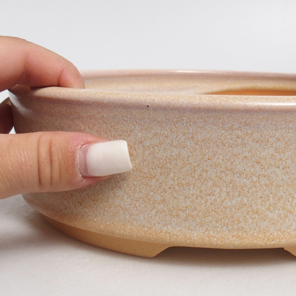 Ceramic bonsai bowl 20,5 x 20,5 x 6 cm, colour beige