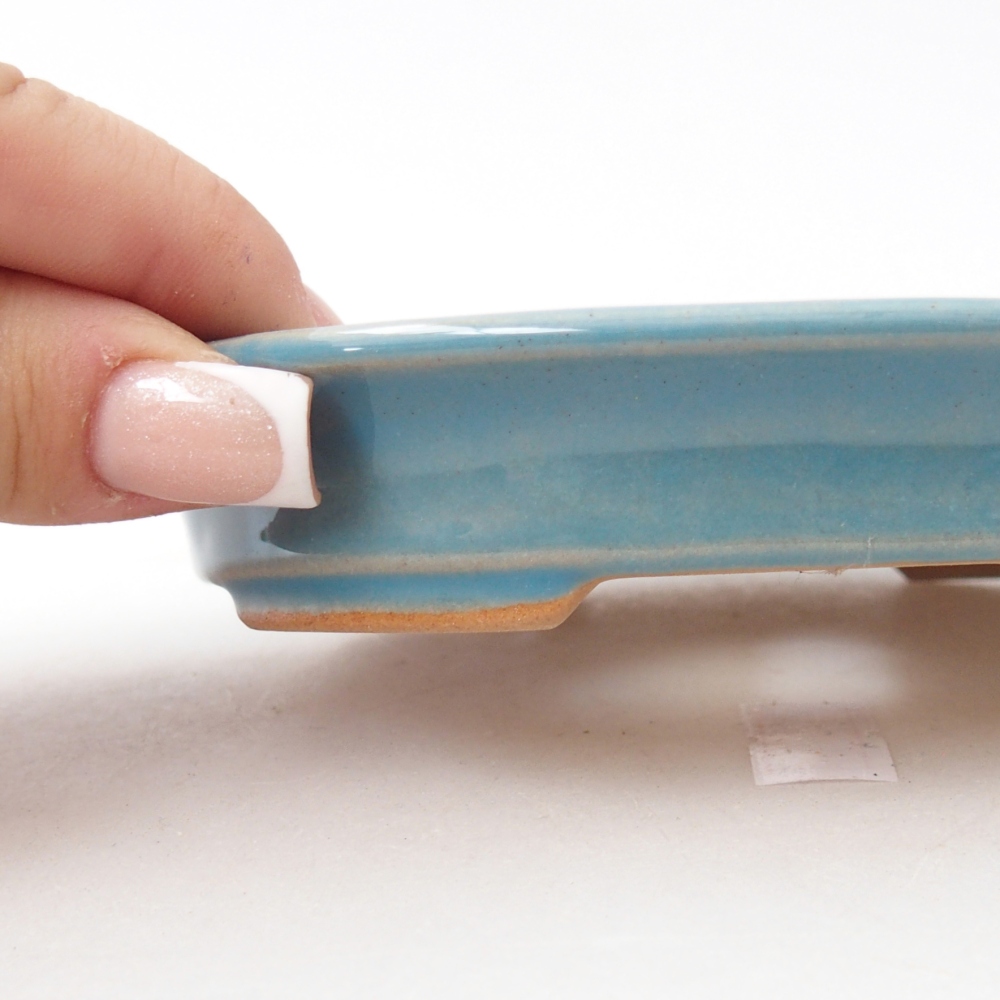 Ceramic bonsai bowl 12,5 x 10,5 x 2 cm, colour blue