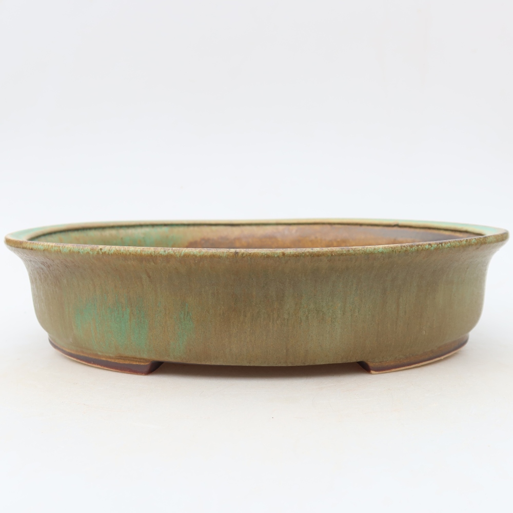 Ceramic bonsai pot, 27 x 24 x 5.5 cm, green