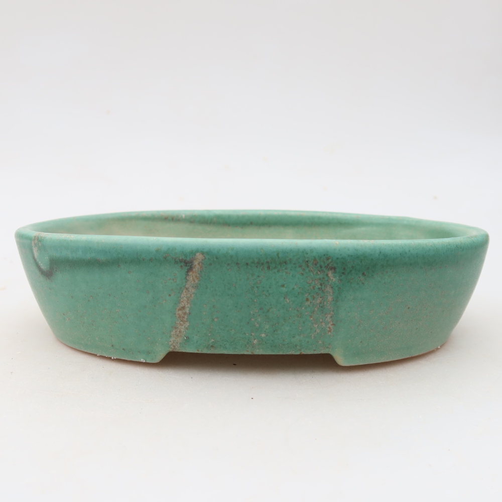 Ceramic bonsai bowl 17 x 14 x 4 cm, green