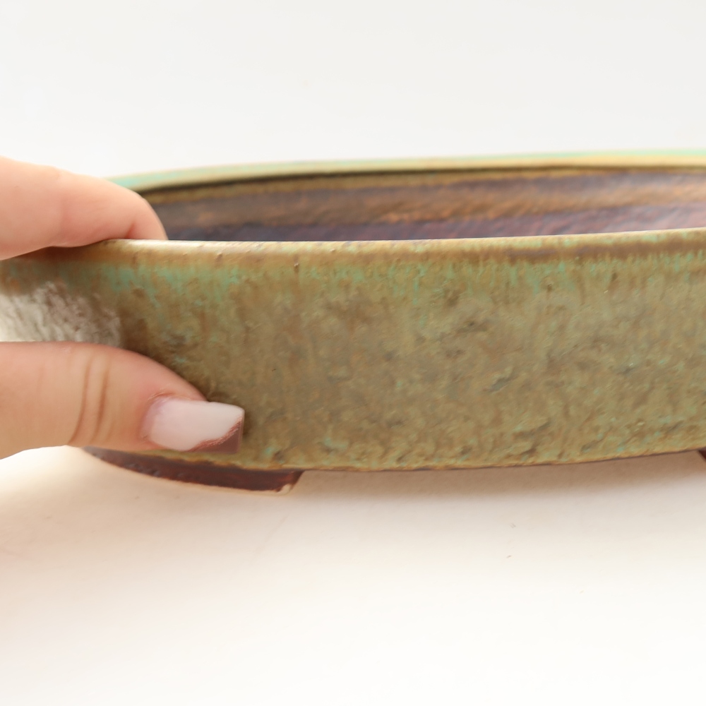 Ceramic bonsai bowl 27 x 24 x 6 cm, green