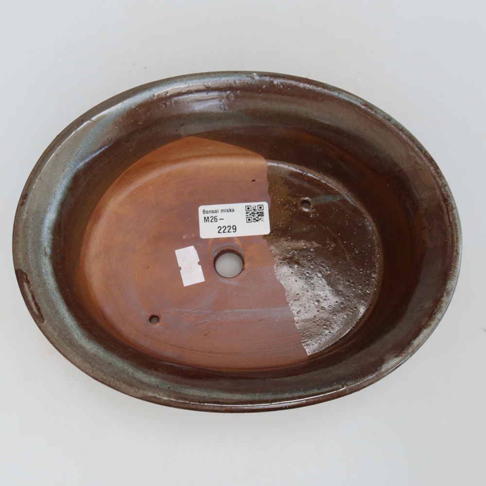 Ceramic bonsai pot, 22 x 17.5 x 6.5 cm, brown
