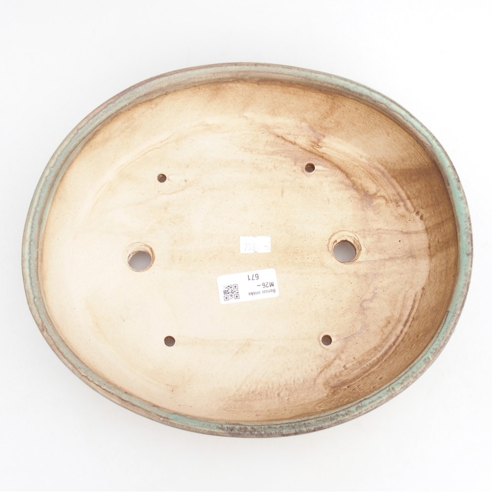 Ceramic bonsai bowl 28,5 x 25 x 6 cm, green