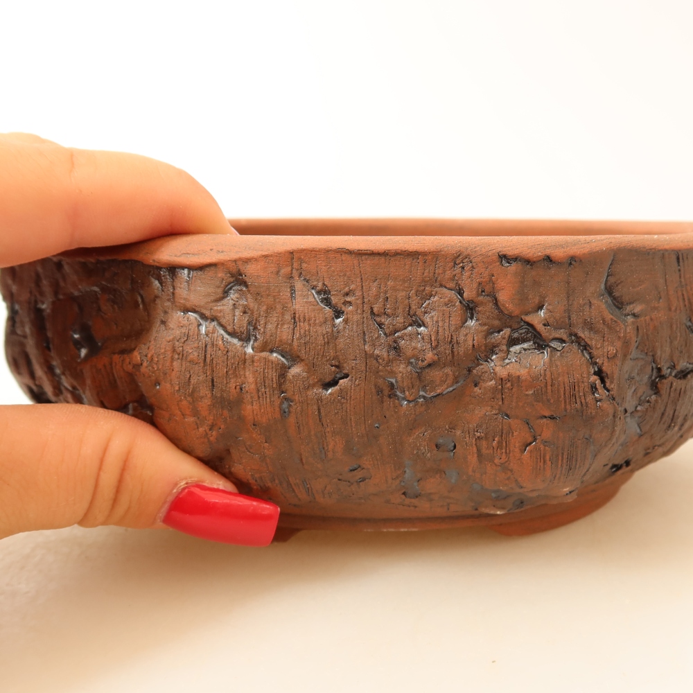 Ceramic bonsai pot, 17 x 17 x 6 cm, brown