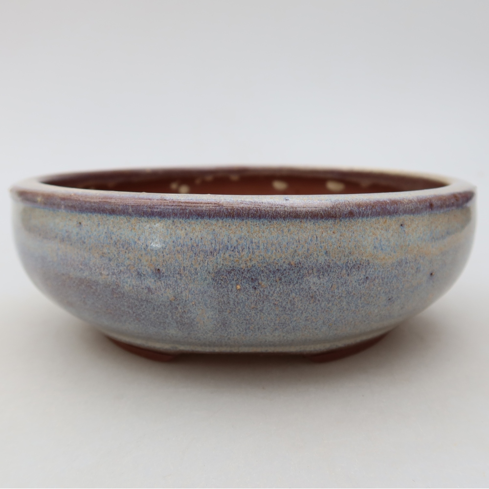 Ceramic bonsai pot, 14.5 x 14.5 x 5 cm, blue