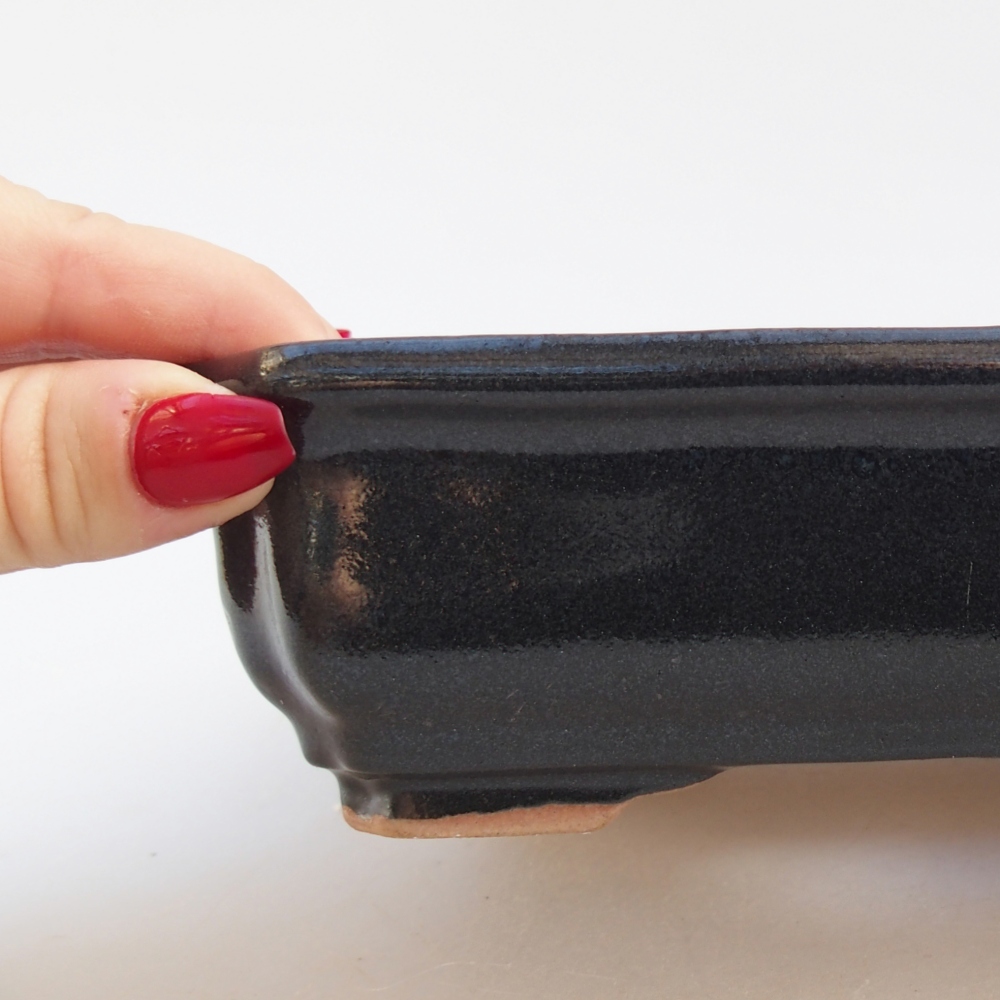 Ceramic bonsai bowl 18 x 13,5 x 5 cm, colour black