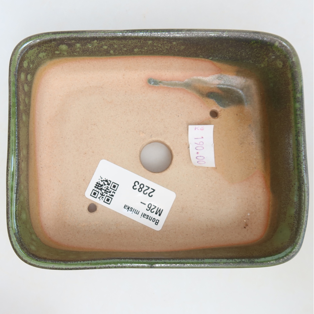 Ceramic bonsai pot, 12.5 x 9.5 x 4 cm, green