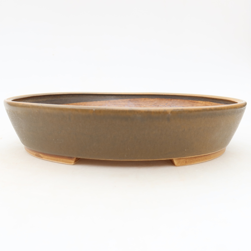 Ceramic bonsai bowl 21 x 19 x 4,5 cm, brown