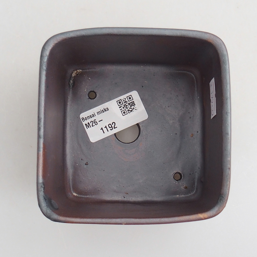 Ceramic bonsai bowl 10 x 10 x 8 cm, metal colour