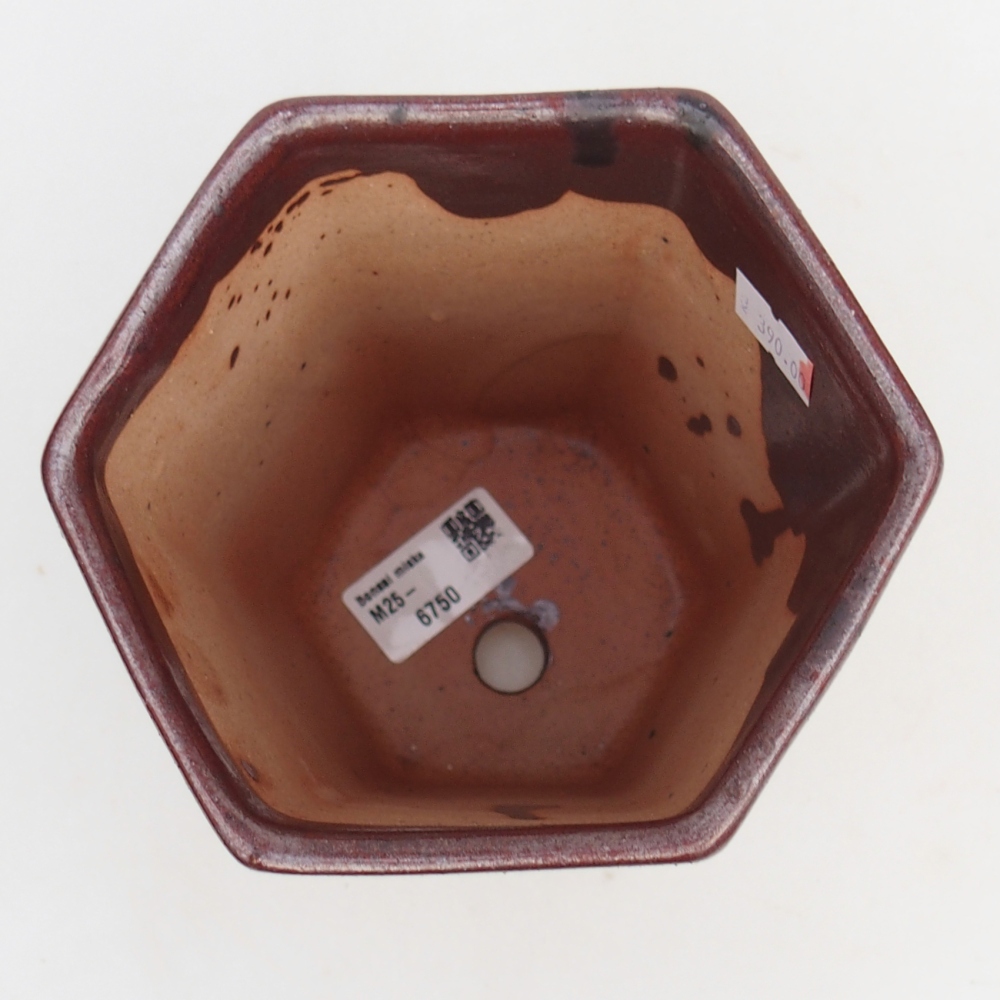 Ceramic bonsai bowl 12,5 x 11,5 x 16,5 cm, burgundy