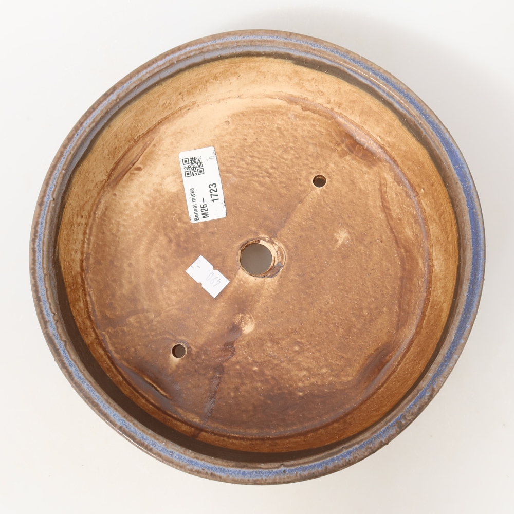 Ceramic bonsai pot, 21.5 x 21.5 x 6 cm, blue