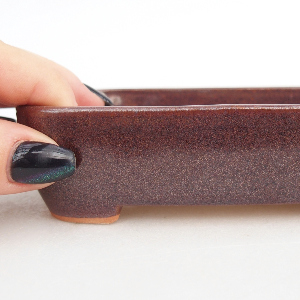 Ceramic bonsai bowl 12,5 x 9,5 x 3,5 cm, brown
