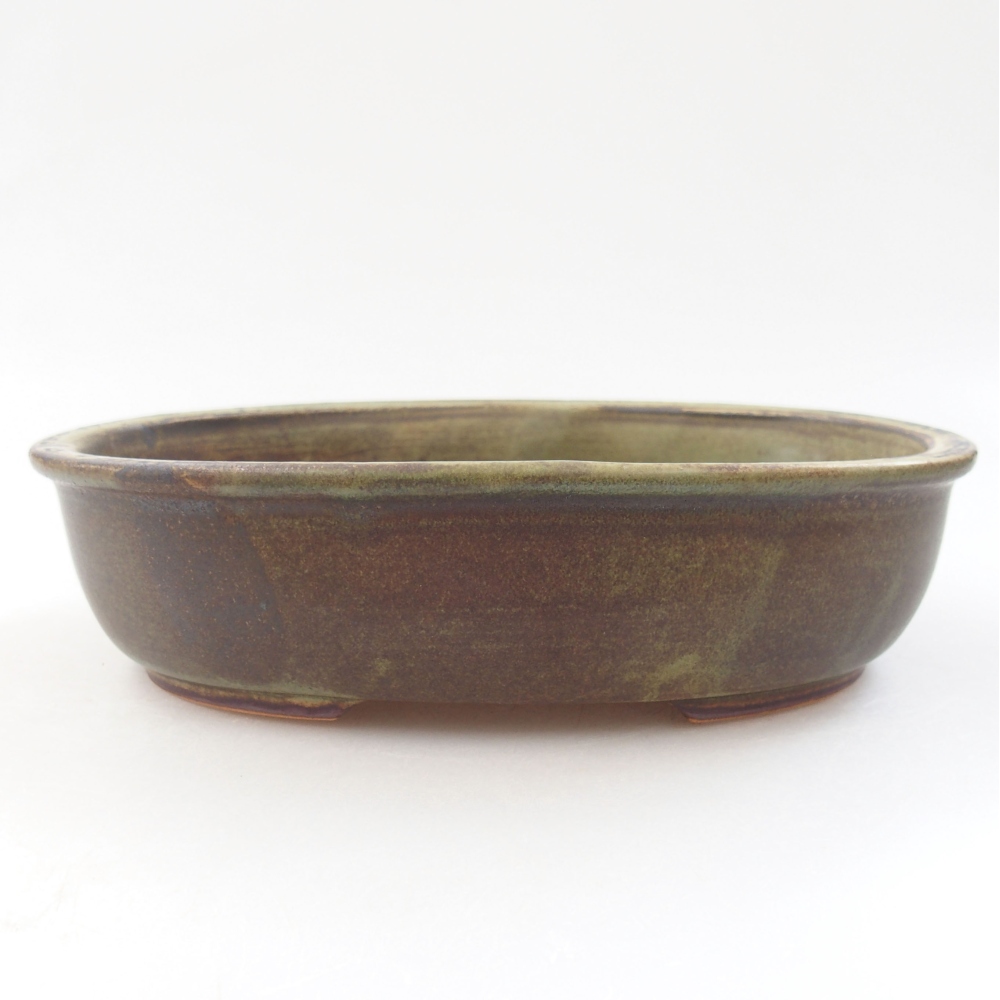 Ceramic bonsai bowl 19 x 15 x 5 cm, color green