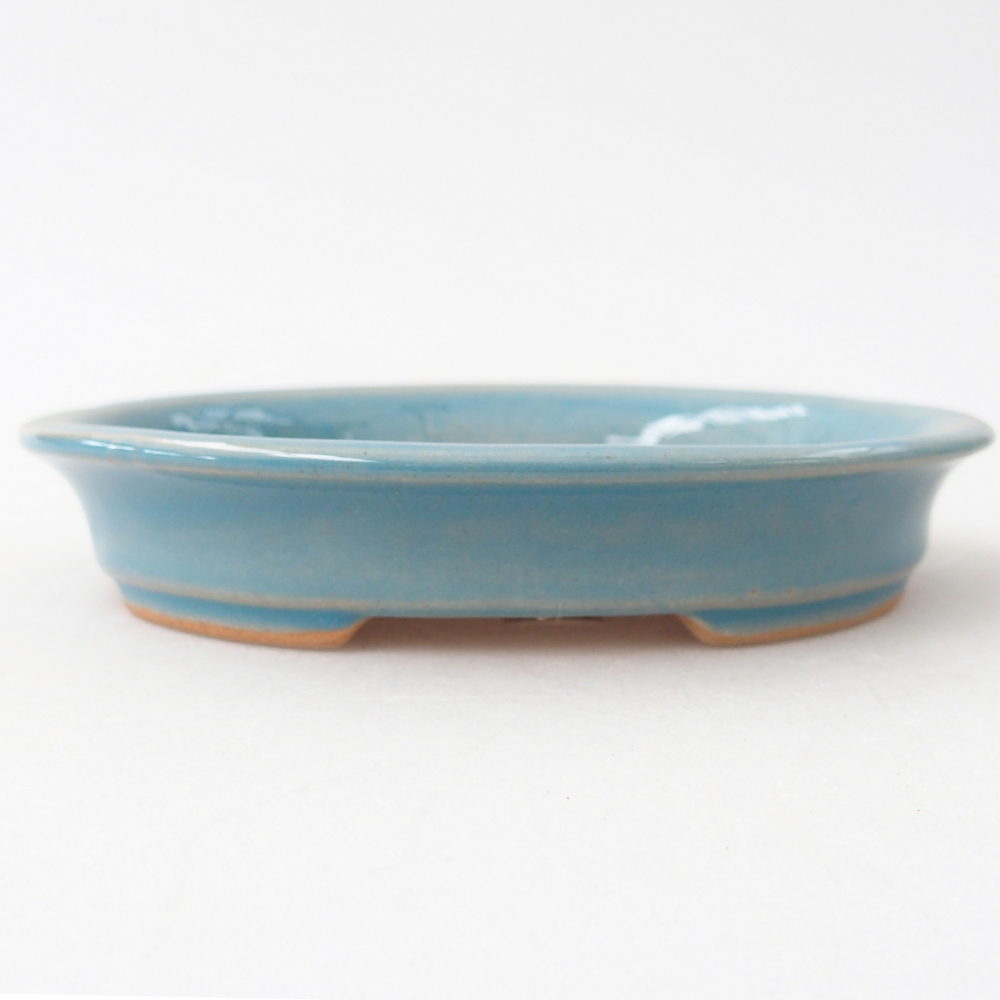 Ceramic bonsai bowl 12,5 x 10,5 x 2 cm, colour blue