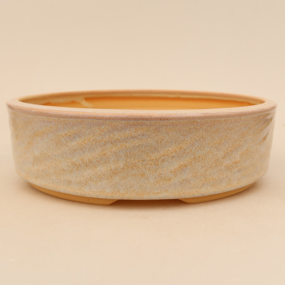 Ceramic bonsai pot, 23 x 23 x 6.5 cm, beige